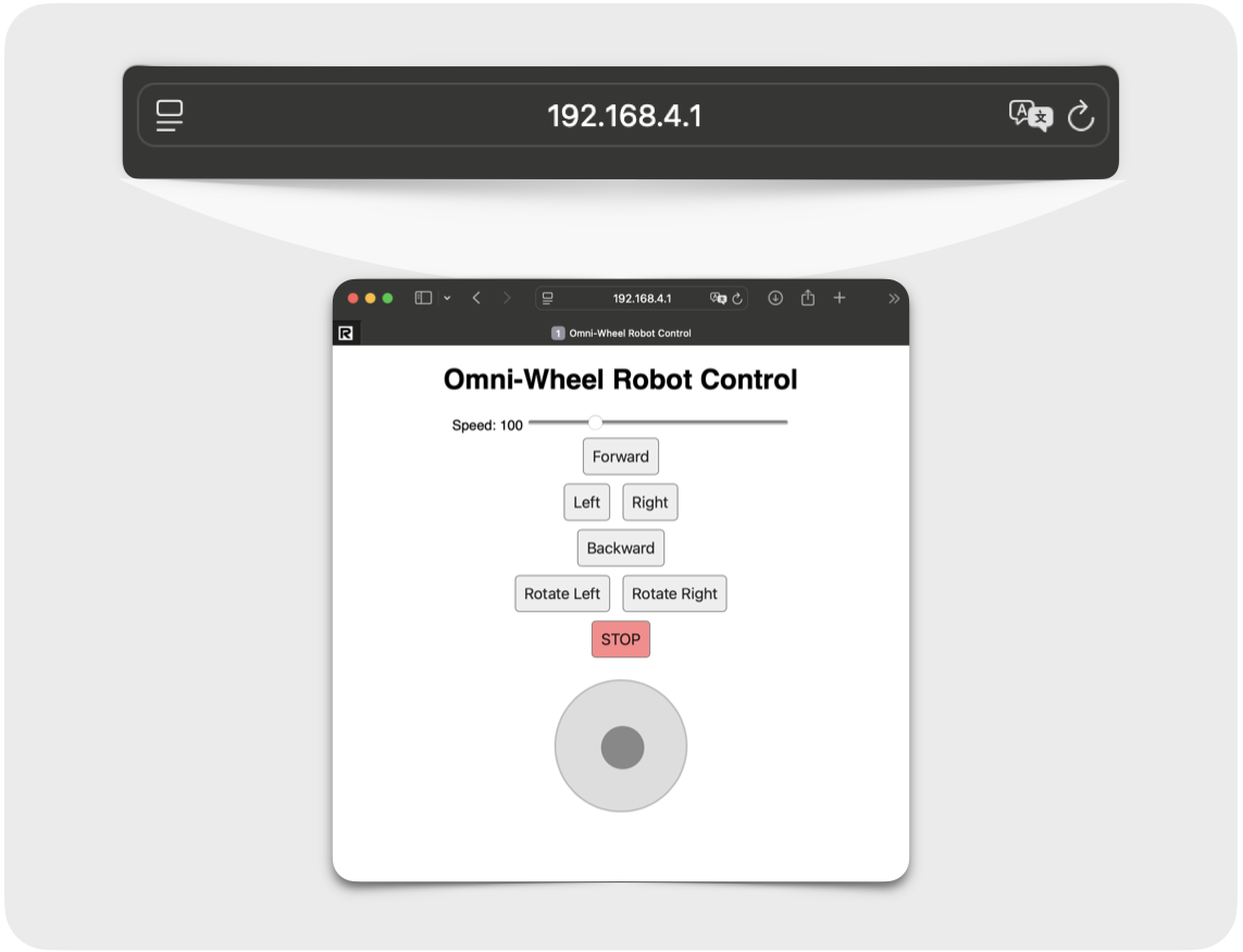 Browser showing control panel